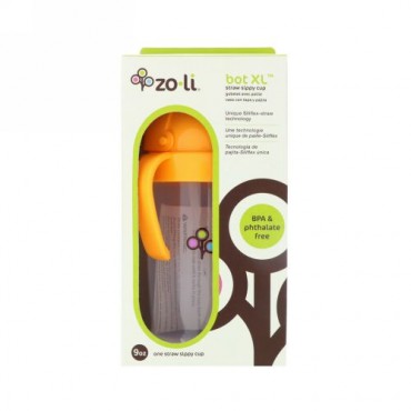 Zoli, Bot XL, Straw Sippy Cup, Orange, 9 oz (Discontinued Item)