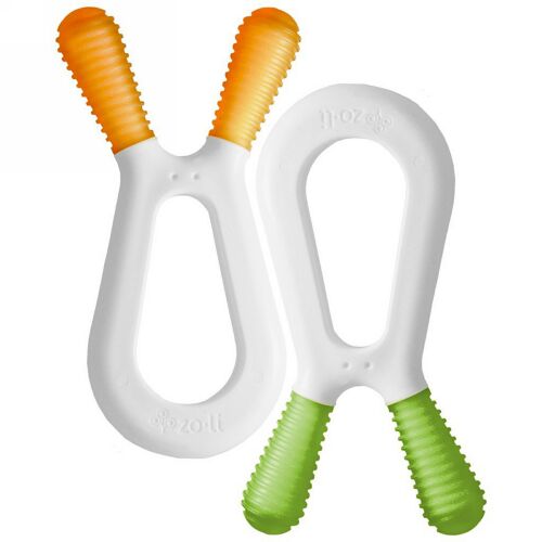 Zoli, Bunny, Dual Nub Teethers, Orange & Green, +6mo, 2 Pieces (Discontinued Item)