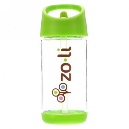 Zoli, Squeak、ストロー付きウォーターボトル、グリーン、12オンス (Discontinued Item)