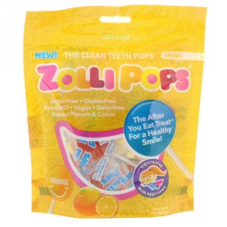 Zollipops, クリーンティースポップス、オレンジ、ZolliPops15個、3.1オンス (Discontinued Item)