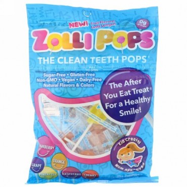 Zollipops, クリーンティースポップス、イチゴ、オレンジ、ラズベリー、チェリー、グレープ、パイナップル、25個以上のゾリポップス、 5.2 oz