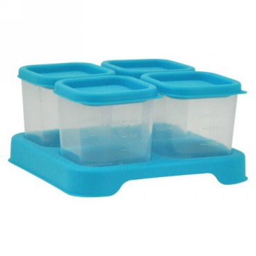 i play Inc., Green Sprouts, Fresh Baby Food Unbreakable Cubes, Aqua Set, 4 Pack - 4 oz (118 ml) Each (Discontinued Item)